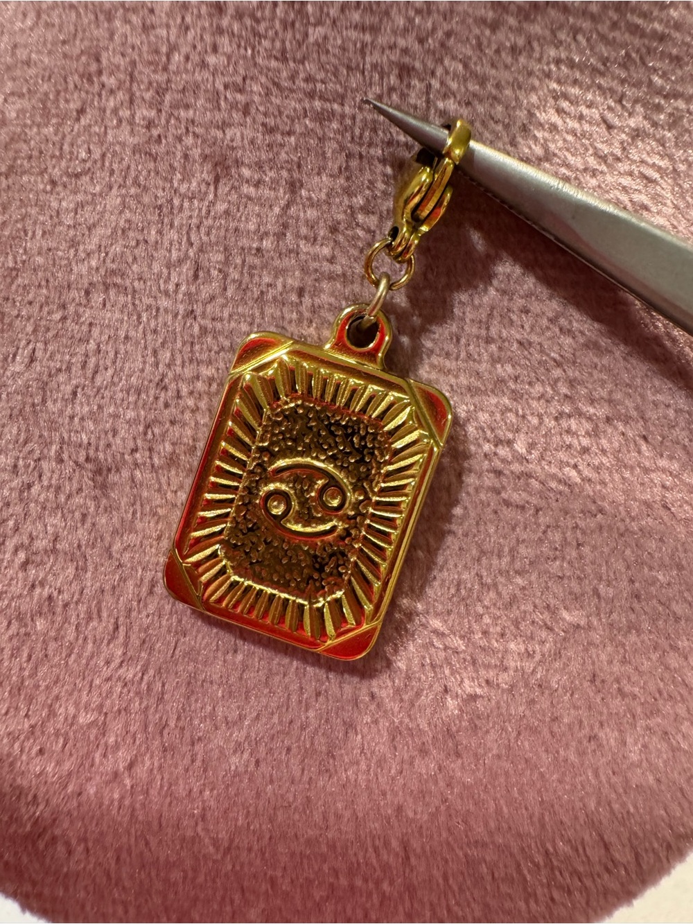 Gold Plated Cancer Zodiac Charm Pendant Lobster Clasp
